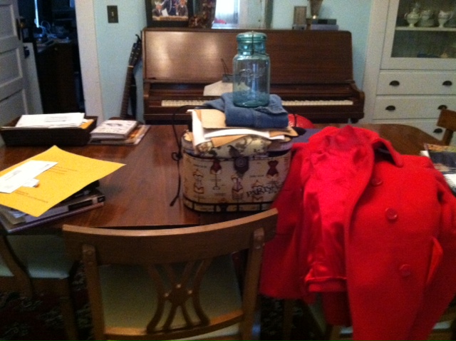 My dining room table.  With Mason.